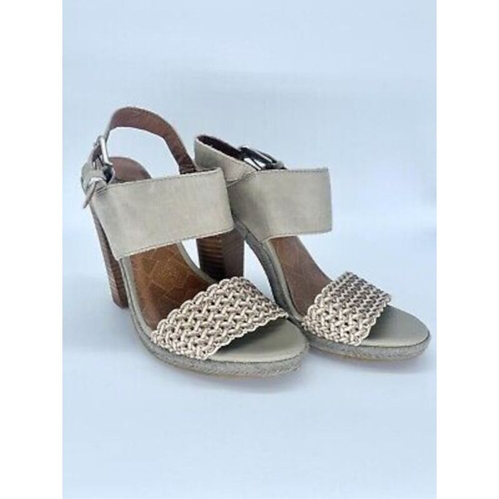 LUCKY BRAND Womens Gray Putnam Block Heel Slip On Leather Slingback Sandal 11 M
